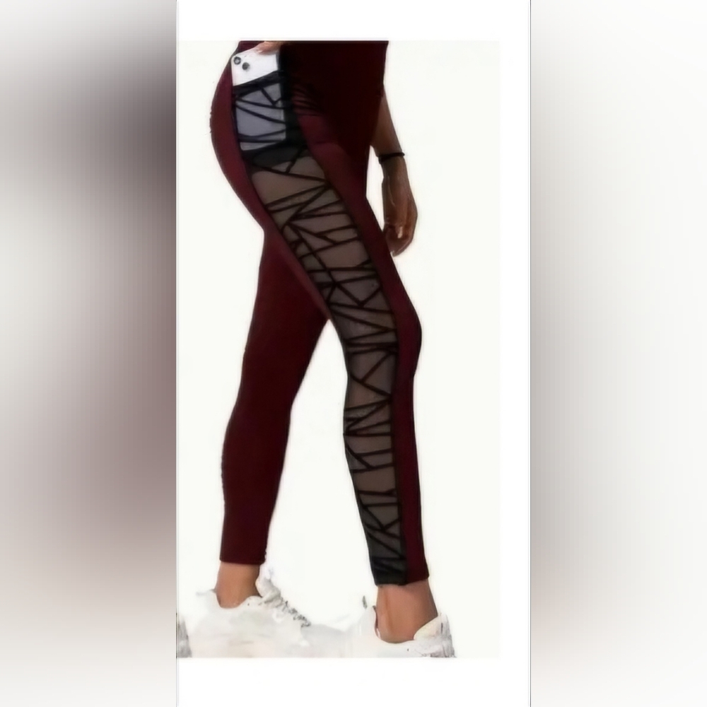 Burgundy workout leggings, size large